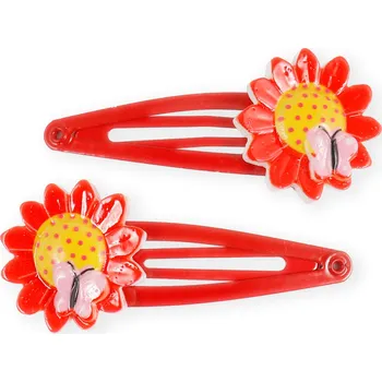 Sponky do vlasů s kytičkou, 2 ks Barva: červená