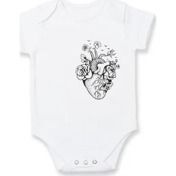 Kojenecký body Srdce plné přírody - Body kojenecké s krátkým rukávem - Krátký r. 12-18 měs ( Bílá )