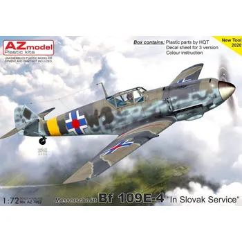 Plastikový model AZ Model Bf 109E-4 In Slovak Service 1:72
