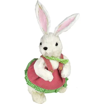 Velikonoční dekorace Zaječice v růžových šatech 39 cm