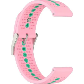 eses Silikonový řemínek dírkovaný - Růžovo zelený, 22 mm