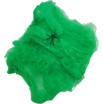 Karnevalový doplněk Umělá pavučina s pavouky zelená 1,5m