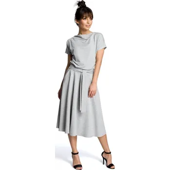 Dámské šaty B067 Rozšířené šaty - šedé EU XL