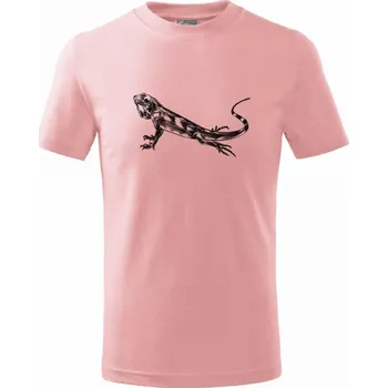 Tužkou kreslený Leguán - Tričko dětské bavlněné - 122 cm/6 let ( Růžová )