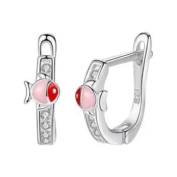 Náušnice Dětské stříbrné náušnice s růžovými rybičkami