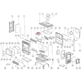 Sporák na tuhá paliva La Nordica - Isetta - náhradní levý litinový deflektor - díl 10