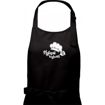 Kuchyňská zástěra Nejlepší kuchařka - čepice - Dámská zástěra na vaření - Univerzální velikost ( Černá )