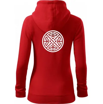 Dámská mikina Keltský kruh - Dámská mikina trendy zipper s kapucí - XS ( Červená )