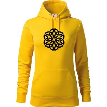 Dámská mikina Keltský ornament - Mikina dámská Cape s kapucí - M ( Žlutá )