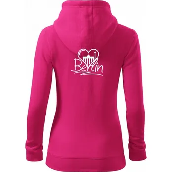 Dámská mikina Berlin Love nápis - Dámská mikina trendy zipper s kapucí - XS ( Purpurová )