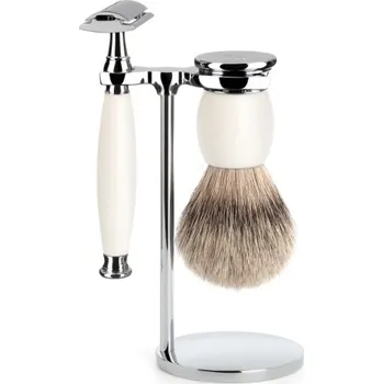 Mühle holící set Silvertip jezevec, hladké, rukojeť z porcelánu