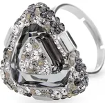 Stříbrný masivní prsten trojúhelník osázený krystaly Swarovski Black Diamond (Stříbro 925/1000)