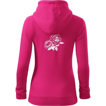 Dámská mikina Růže rozkvetlá - Dámská mikina trendy zipper s kapucí - L ( Purpurová )