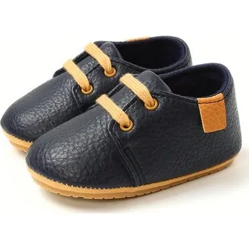 Dětská sálová obuv Retro kožené protiskluzové capáčky Barva: tmavě modrá, Velikost: 11 (0-6 m)