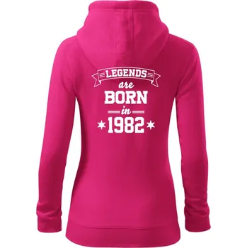 Dámská mikina Legends are born in 1982 - Dámská mikina trendy zipper s kapucí - XS ( Purpurová )