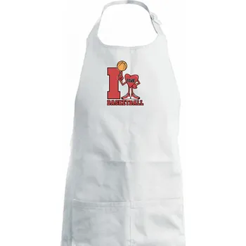 Kuchyňská zástěra I love basketball - Dámská zástěra na vaření - Univerzální velikost ( Bílá )