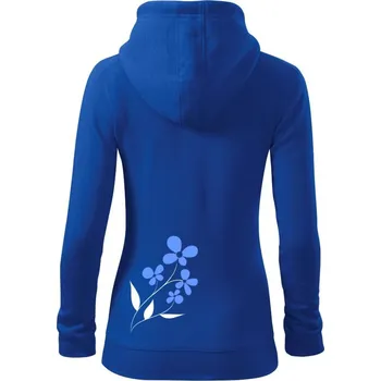Dámská mikina Modrá květina - Dámská mikina trendy zipper s kapucí - M ( Královská modrá )