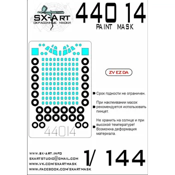 Plastikový model SX-ART 1/144 Tu-154 Painting mask (ZVE)
