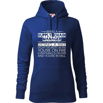 Dámská mikina Being a supply chain manager - bike - Mikina dámská Cape s kapucí - 2XL ( Královská modrá )