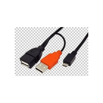 Datový kabel Roline USB 2.0 Y kabel USB A(F) + USB A(M) - microUSB B(M), OTG, 1m,černý (19.08.1009)