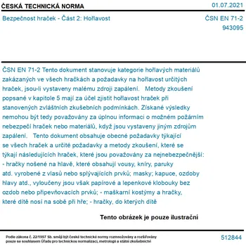 ČSN EN 71-2 - Bezpečnost hraček - Část 2: Hořlavost - Tisk