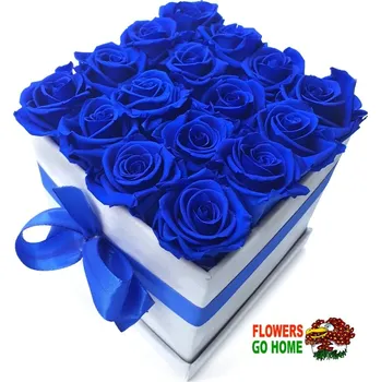 umělá květina Stabilizovaná růže v boxu 16 ks bílá