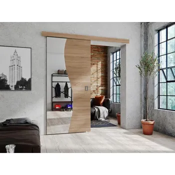 Interiérové dveře Interiérové posuvné dveře Zlatan 90, Barva: Dub sonoma / Dub sonoma + zrcadlo MIRJAN 5903211101038