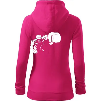 Dámská mikina Boxer obrys - Dámská mikina trendy zipper s kapucí - S ( Purpurová )