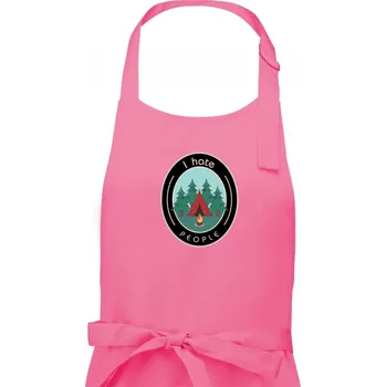 Kuchyňská zástěra I hate people - stan a les - Dámská zástěra na vaření - Univerzální velikost ( Růžová )