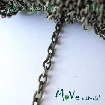Řetízek Řetízek kovový šíře 5,8x3,4mm/1m, staromosazný