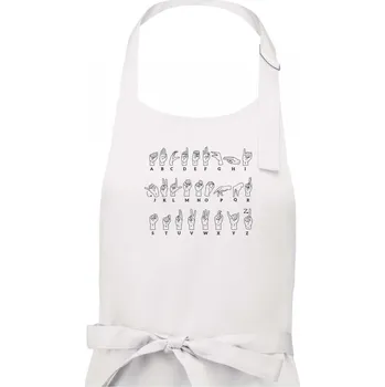 Kuchyňská zástěra Znaková řeč - Dámská zástěra na vaření - Univerzální velikost ( Bílá )