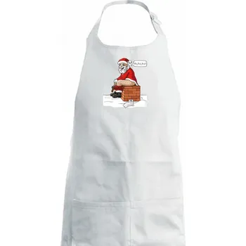 Kuchyňská zástěra Santa na komíně (Hana-creative) - Dámská zástěra na vaření - Univerzální velikost ( Bílá )