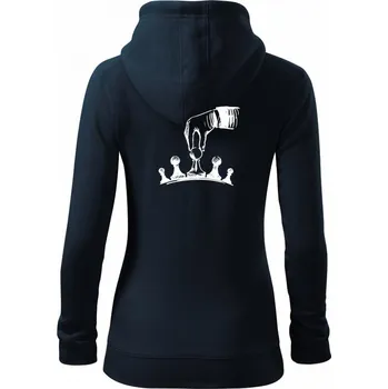 Dámská mikina Šachy - ruka - Dámská mikina trendy zipper s kapucí - S ( Námořní modrá (velmi tmavá - téměř černá) )