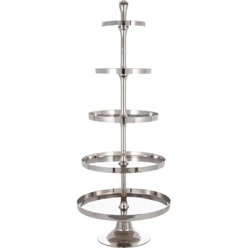 Stříbrný 5-patrový kovový etažér Basse - Ø 69*172cm