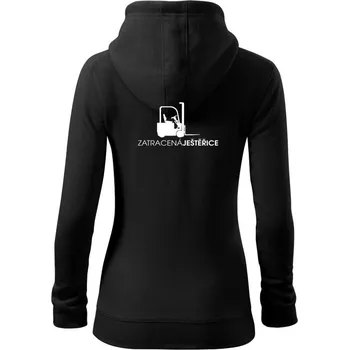 Dámská mikina Zatracená ještěřice - Dámská mikina trendy zipper s kapucí - XS ( Černá )