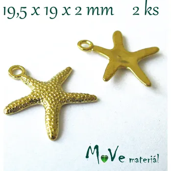 Přívěsek Přívěsek HVĚZDICE 19,5x19mm, 2ks, zlatá