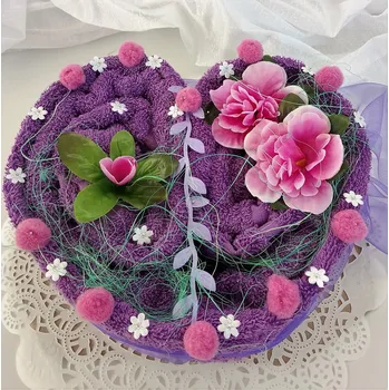 Bytová dekorace Veratex Textilní dort fialové srdíčko