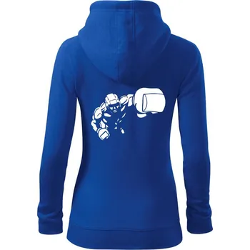 Dámská mikina Boxer obrys - Dámská mikina trendy zipper s kapucí - L ( Královská modrá )