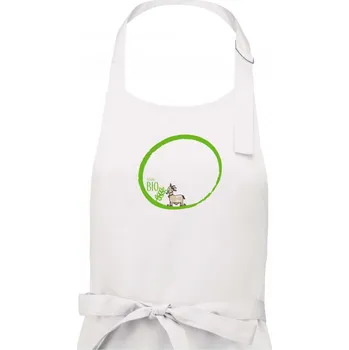 Kuchyňská zástěra Kozičky 100% bio - Dámská zástěra na vaření - Univerzální velikost ( Bílá )