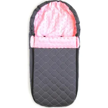 Fusak Emitex zimní novorozenecký fusak SOFT 2020, šedý / růžové srdíčka