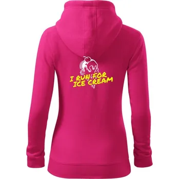 Dámská mikina I Run for Ice Cream - Dámská mikina trendy zipper s kapucí - XL ( Purpurová )