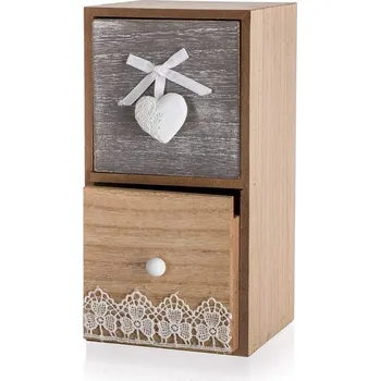 Úložný box HOME DECOR Krabička malá s krajkou LACEWORK, 2 šuplíky