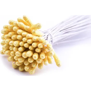 Květinové pestíky s glitry 5x20mm Barva: žlutá