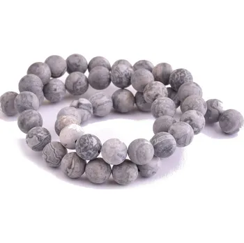 Dětské navlékací korálky Jaspis šedý matný 8mm