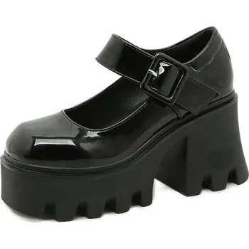 Dámské lodičky Lodičky se širokým páskem na protiskluzové platformě GoodDayGirl Velikost: 37, Varianta: Lakovaná kůže