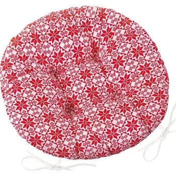 Podsedák Sedák Adéla prošívaný kulatý průměr 40 cm kaleidoskop - červená, bílá
