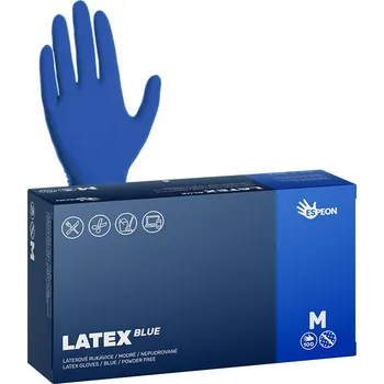 Vyšetřovací rukavice Espeon Latexové rukavice LATEX BLUE 100 ks, nepudrované, modré, 5.3 g Velikost: M
