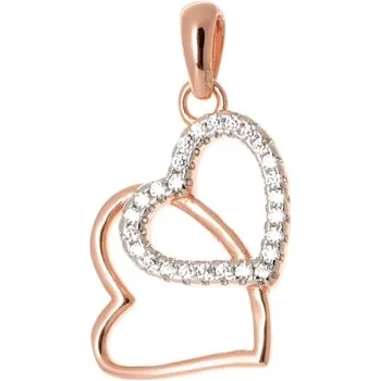 Přívěsek Stříbrný pozlacený přívěšek srdce se zirkony STRZ0777F