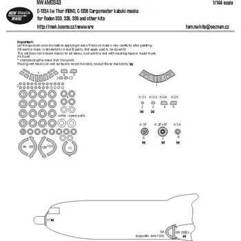Plastikový model New Ware 1/144 Mask C-133A, C-133B Cargomaster (RODEN)