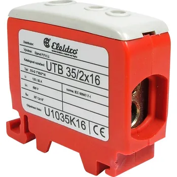 Rozvaděč ELEKTRO BEČOV Svorka UTB 35/2×16 červená U1035K16
